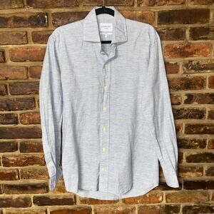 Ledbury Woven Chambray Slim Fit Button Down Shirt Men's Size 15.5 Medium